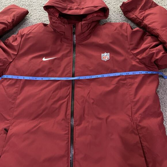 NIKE MEN NFL TEAM ISSUE DOWN HOODED PARKA JACKET RED BURGUNDY DC3054-677 Sz XL - Picture 5 of 10
